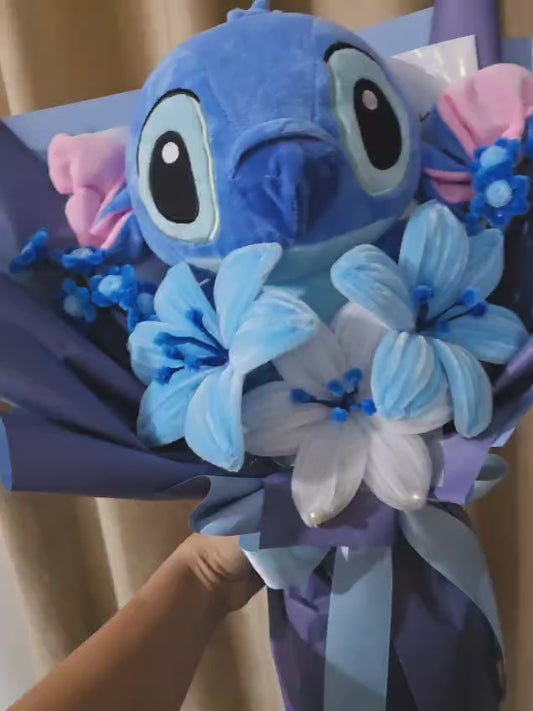 Handmade Stitch Plush & Flower Bouquet – Unique Gift Set