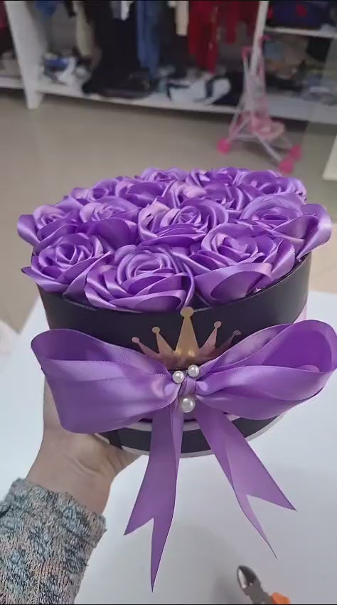 Elegant Handmade Purple Rose Bouquet in Gift Box